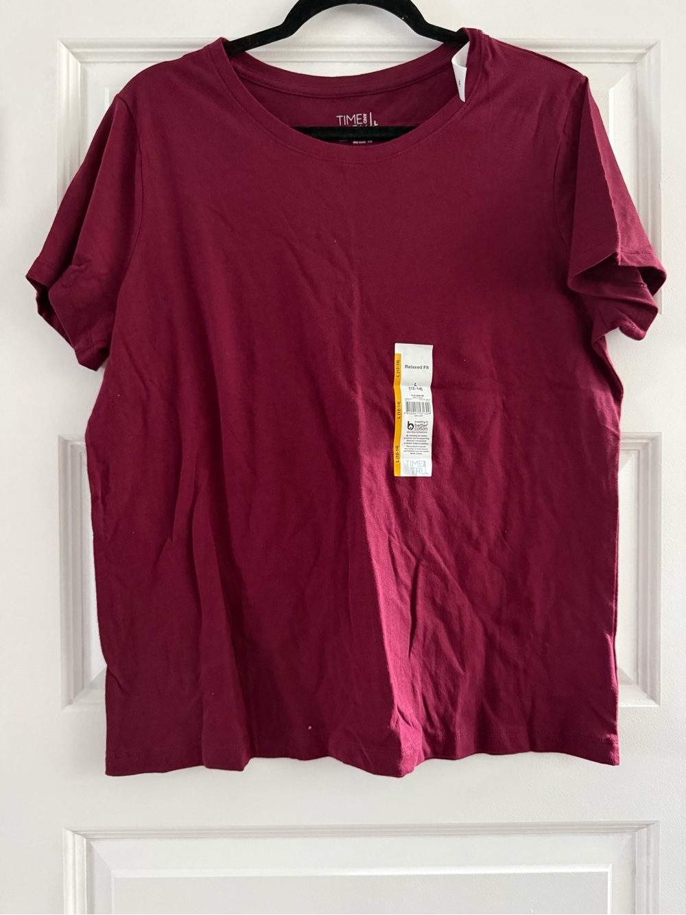 Time and Tru Short Sleeve Crewneck Tee - Burgundy